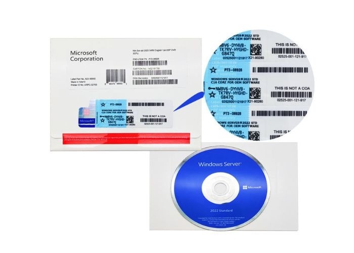 16 Çekirdek DVD Microsoft Windows Server 2022 Standart OEM Orijinal 64 Bit