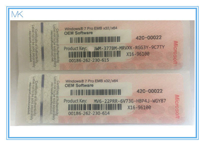 Activation 32bit / 64bit OEM Win 7 Professional Product Key Codes anti - counterfeit label