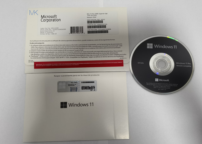FQC-10529 Microsoft Windows 11 Pro OEM DVD 64-bit İspanyolca 22H2 Sürümü