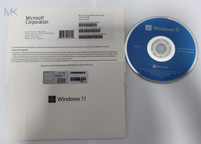 22H2 İspanyolca Versiyon Microsoft Windows 11 Home OEM DVD Fiziksel Kutu KW9-00639