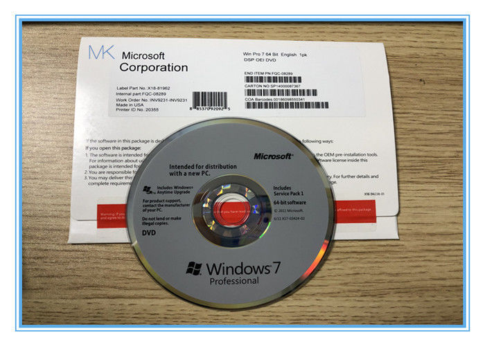 SP 1 x 64Bit Microsoft Update Windows 7 OEM 1pk DSP OEI DVD FQC - 08289
