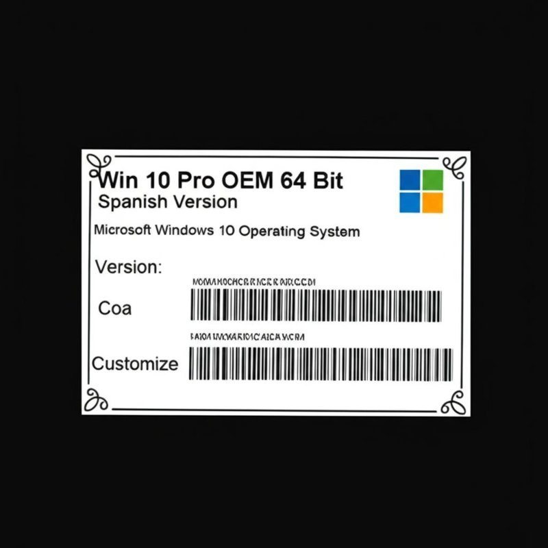 Win 10 Pro OEM 64 Bit Spanish Version Microsoft Windows 10 Operating System Coa Customize Coa