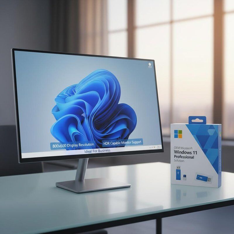 OEM Microsoft Windows 11 Profesyonel çözüm 800x600 ekran çözünürlüğü ve HDR yetenekli monitör desteği ile ideal iş için
